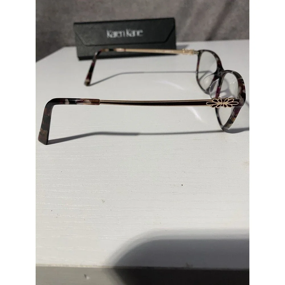 Karen Kane Barbary Fig Eyeglass Frames Tortoise & Pink Floral Gold Tone Women's